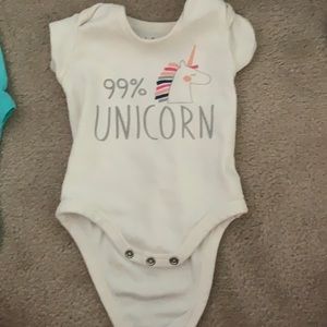 99% unicorn button up onesie (0-3 months)